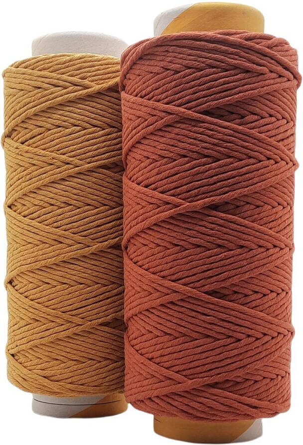 Cafuné Macrame Garen Lux -2 kg- 5 mm-oker terracotta 195+195 mtr Uitkambaar Macrame touw