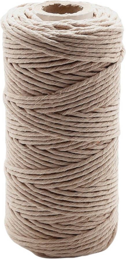 Cafuné Macrame Garen Lux-Beige-3mm–100 meter-Gerecycled katoen-Touw-Koord-Garen-Uitkambaar Macrame touw