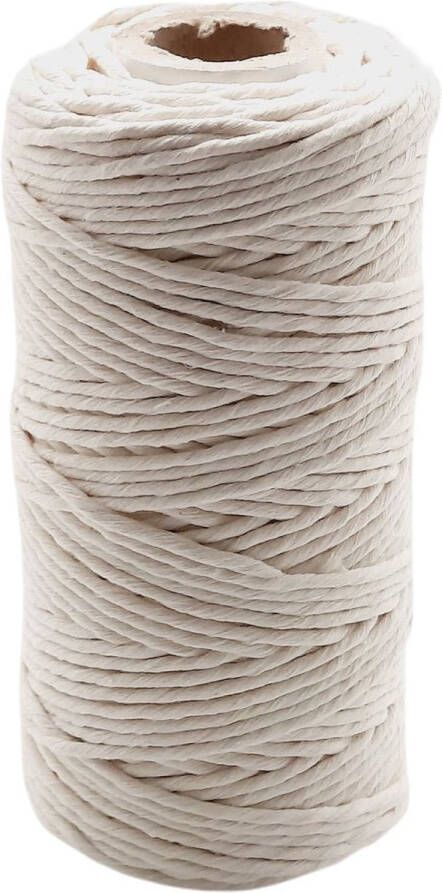 Cafuné Macrame garen Lux-Ecru-3mm–100 meter-Gerecycled katoen-Touw-Koord-Garen-Uitkambaar Macrame touw