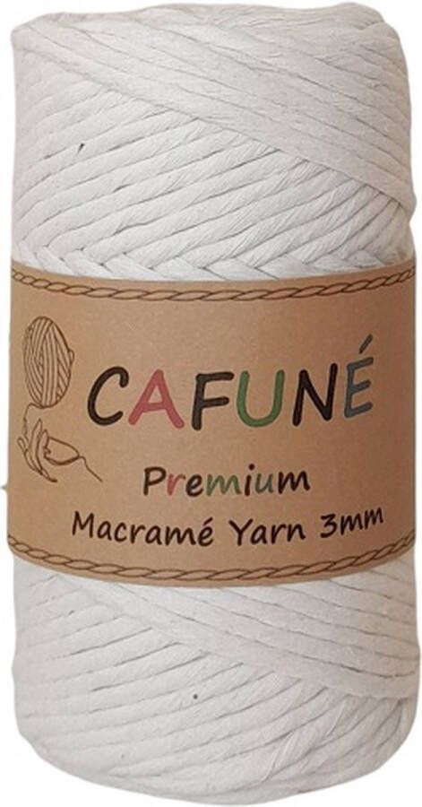 Cafuné Premium-Macramé Garen-Ecru-3mm Single Twist–70 meter-Gerecycled katoen koord-Macramé plantenhanger-Wandkleed-Sleutelhanger-Dromenvanger-Macramé Koord-Macramé Pakket-Uitkambaar