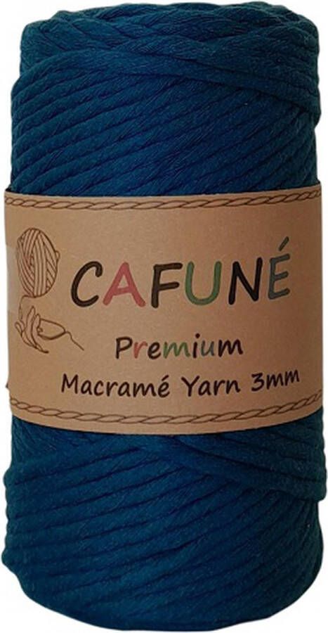 Cafuné Macrame Garen Premium-Peacock-3mm-70 meter-Single Twist-Uitkambaar-Gerecycled katoen-koord