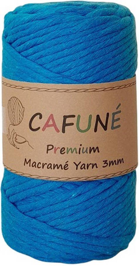 Cafuné Macrame Garen Premium-Turquoise-3mm-70 meter-Single Twist-Uitkambaar-Gerecycled katoen-koord