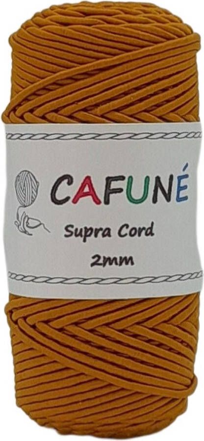 Cafuné Macrame koord 3 mm Mosterd geel 70m 100gr buiskoord- haken breien weven