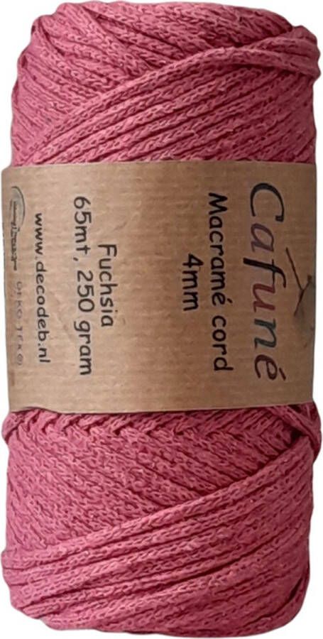 Cafuné Cafune Macramé Koord-4mm-Fuchsia-Klos 65 meter- gerecycled katoenkoord niet uitkambaar