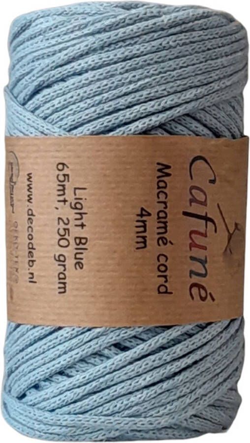 Cafuné Macrame Koord-4mm-Lichtblauw-Klos 65 meter