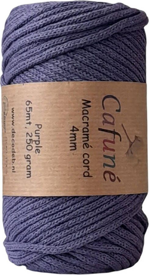 Cafuné Macrame Koord-4mm-Paars-Klos 65 meter