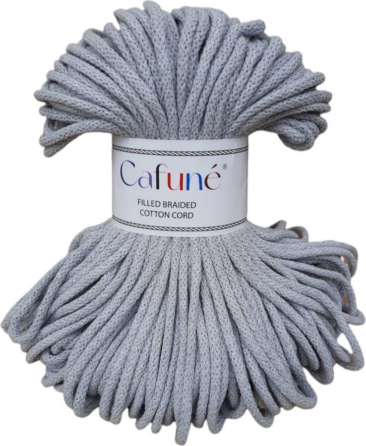 Cafuné Macrame koord Premium -5 mm-Lichtgrijs-100 meter-Koord-Gerecycled Katoen-Touw-Haken-Macramé-Poef-Kussen-Mand