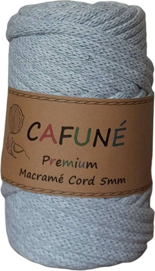 Cafuné Macrame Koord- Premium 5 mm-Lichtgrijs-40 meter-Gevlochten Koord-Gerecycled Katoen-Touw-Haken-Breien-Weven-Poef Haken-Kussen Haken-Gehaakte Mand-Macramé Pakket- Haken voor beginners