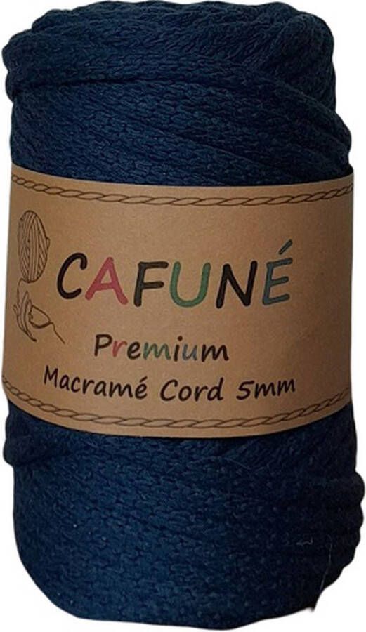 Cafuné Macrame koord- Premium 5 mm-Navy-40 meter-Gevlochten Koord-Gerecycled Katoen-Touw-Haken-Breien-Weven-Poef Haken-Kussen Haken-Gehaakte Mand-Macramé Pakket- Haken voor beginners