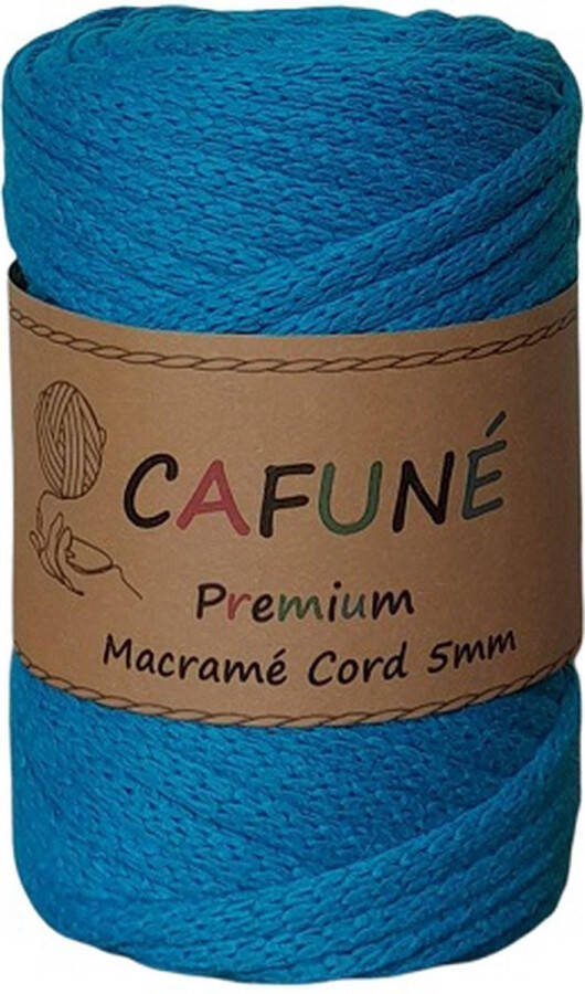 Cafuné Macrame Koord- Premium 5 mm-Turquoise-40 meter-Gevlochten Koord-Gerecycled Katoen-Touw-Haken-Breien-Weven-Poef Haken-Kussen Haken-Gehaakte Mand-Macramé Pakket- Haken voor beginners