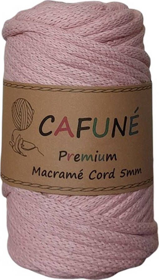 Cafuné Macrame Koord- Premium 5 mm-Zalm Roze-40 meter-Gevlochten Koord-Gerecycled Katoen-Touw-Haken-Breien-Weven-Poef Haken-Kussen Haken-Gehaakte Mand-Macramé Pakket- Haken voor beginners
