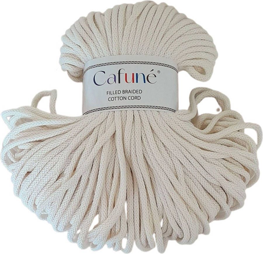 Cafuné Macrame koord Premium koord-5 mm-Ecru-100 meter-Koord-Gerecycled Katoen-Touw-Haken-Macramé-Poef-Kussen-Mand