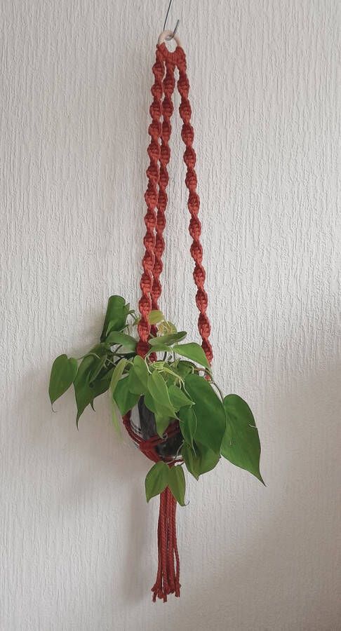 Cafuné Macramé Plantenhanger Terracotta 98cm lang Excl. pot handgemaakt gerecycled katoen