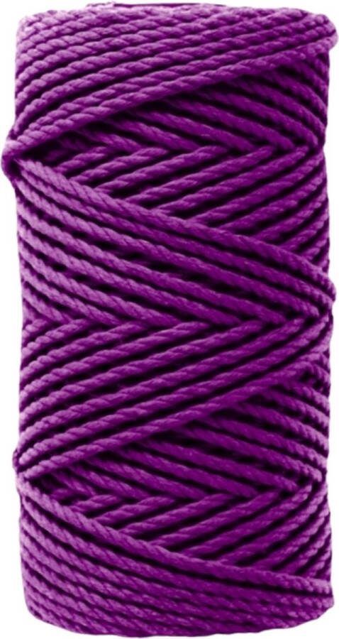 Cafuné Macrame Touw-3mm-60m-Damson-250gr-Gerecycled Katoen-Plantenhanger-Dromenvanger-Sleutelhanger-Koord-Wandkleed