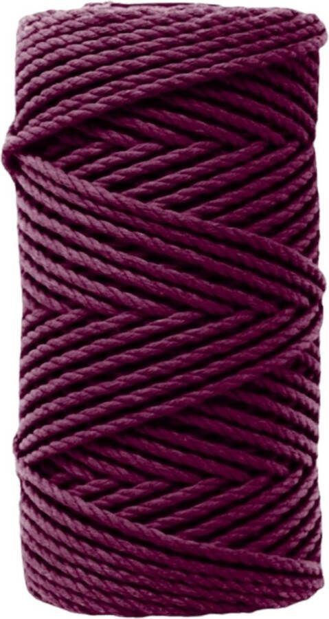 Cafuné Macrame Touw-3mm-60m-Grape-250gr-Gerecycled Katoen-Plantenhanger-Dromenvanger-Sleutelhanger-Koord-Wandkleed