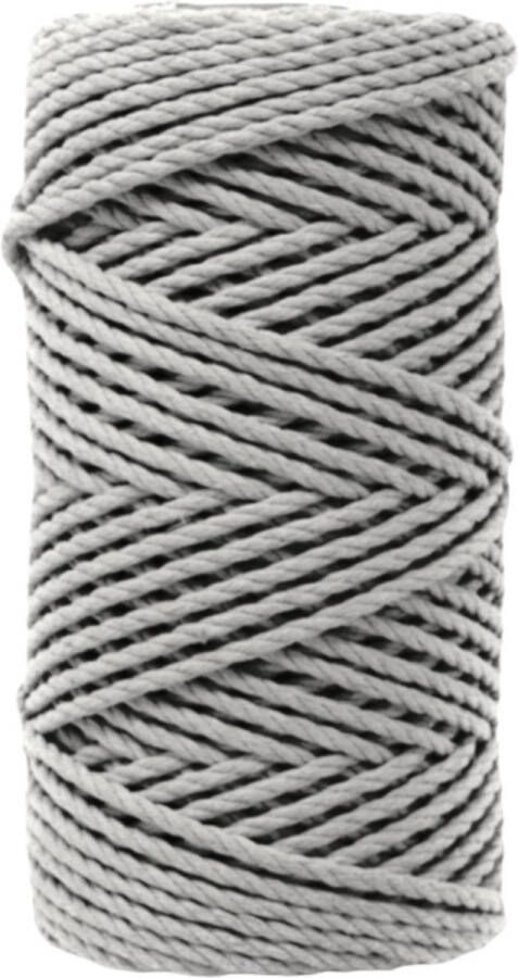 Cafuné Macrame Touw-3mm-60m-Lichtgrijs-250gr-Gerecycled Katoen-Plantenhanger-Dromenvanger-Sleutelhanger-Koord-Wandkleed