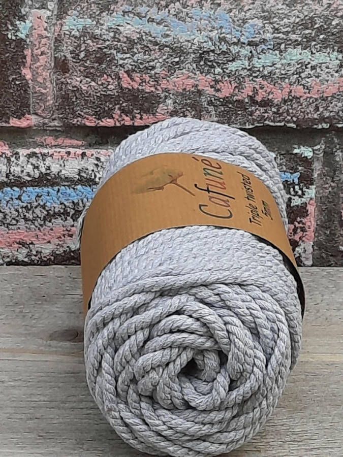 Cafuné Macrame Touw-5 mm-Licht Grijs-Gerecycled Katoen-Gerecycled-Katoen Koord-Plantenhanger-Wandkleed-Sleutelhanger-Dromenvanger-Macrame Koord-Macrame Pakket