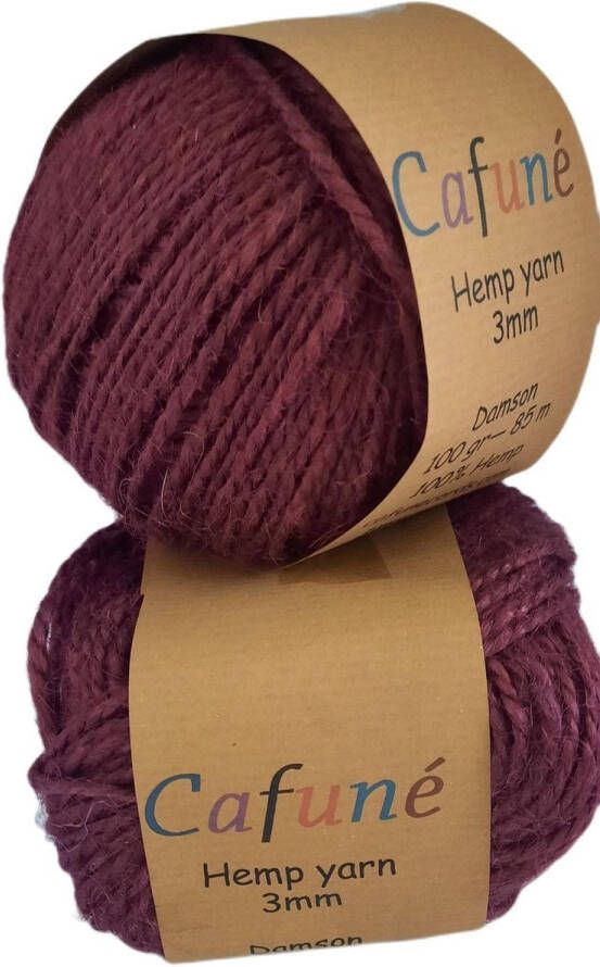 Cafuné macramé touw-Jute Hennep-2mm-damson-85m-100g-jute touw