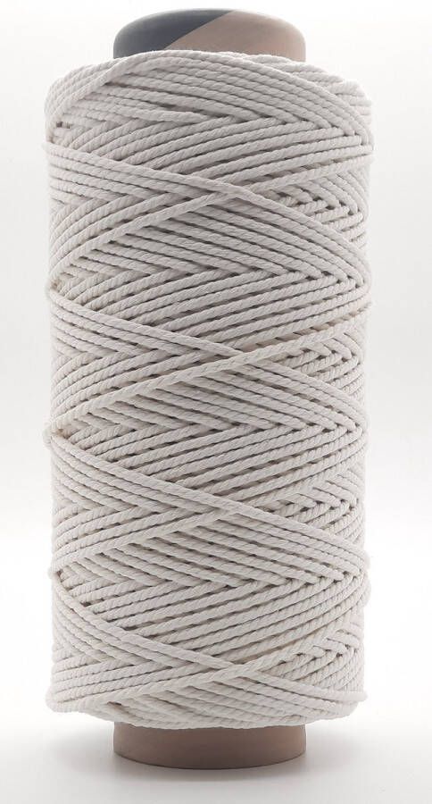 Cafuné Macrame Touw Lux --4 mm-Ecru Beige-199+240 meter-2400 gram-Gerecycled-Katoen Koord-Plantenhanger-Wandkleed-Sleutelhanger-Dromenvanger-Macrame Koord-Macrame Pakket