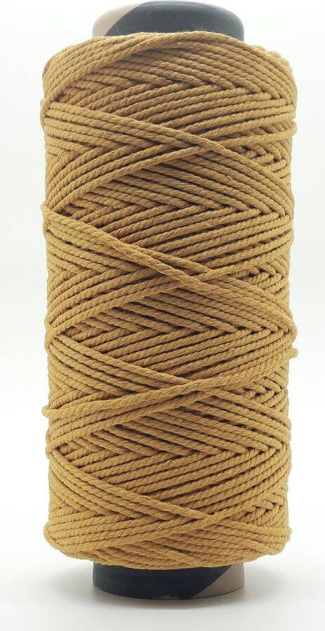 Cafuné Macrame Touw Lux -4 mm-Oker Beige-220+240 meter-2400 gr-Gerecycled-Katoen Koord-Plantenhanger-Wandkleed-Sleutelhanger-Dromenvanger-Macrame Koord-Macrame Pakket