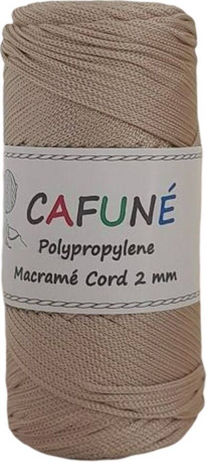 Cafuné Polypropyleen Macrame koord 2mm Lichtbeige PP4 Haken Macramé Paracord Polyester
