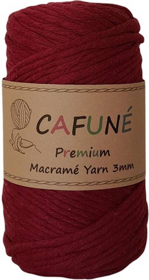 Cafuné Premium-Macramé Garen-Bordeaux-3mm Single Twist–70 meter-Gerecycled katoen koord-Macramé plantenhanger-Wandkleed-Sleutelhanger-Dromenvanger-Macramé Koord-Macramé Pakket-Uitkambaar
