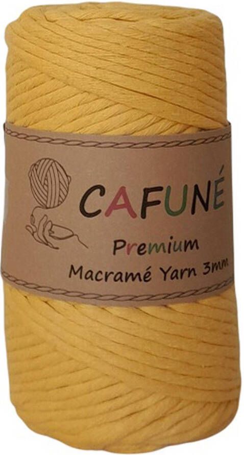 Cafuné Premium-Macramé Garen-Mosterd-3mm Single Twist–70 meter-Gerecycled katoen koord-Macramé plantenhanger-Wandkleed-Sleutelhanger-Dromenvanger-Macramé Koord-Macramé Pakket-Uitkambaar
