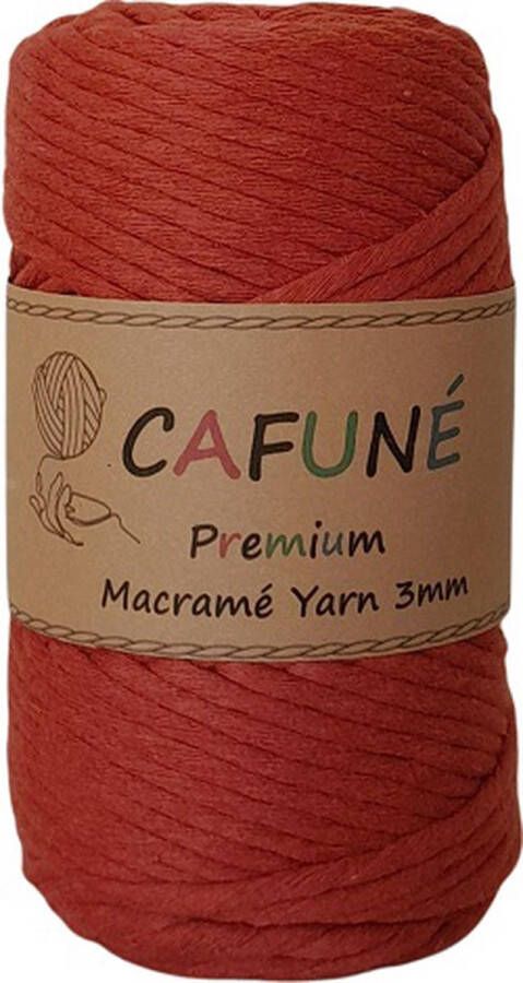 Cafuné Premium-Macramé Garen-Terracotta-3mm Single Twist–70 meter-Gerecycled katoen koord-Macramé plantenhanger-Wandkleed-Sleutelhanger-Dromenvanger-Macramé Koord-Macramé Pakket-Uitkambaar