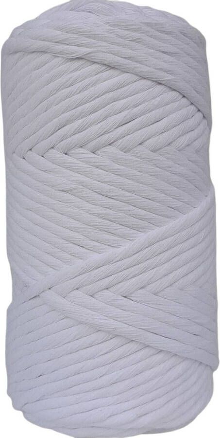 Cafuné Premium-Macramé Garen-Wit-3mm Single Twist–70 meter-Gerecycled katoen koord-Macramé plantenhanger-Wandkleed-Sleutelhanger-Dromenvanger-Macramé Koord-Macramé Pakket-Uitkambaar