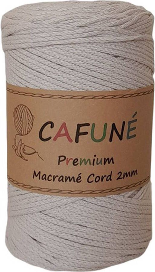 Cafuné Macramé koord Premium -2mm-Beige-230m-250-Gevochten koord-Gerecycled katoen-Koord-Macrame-Haken-Touw-Garen