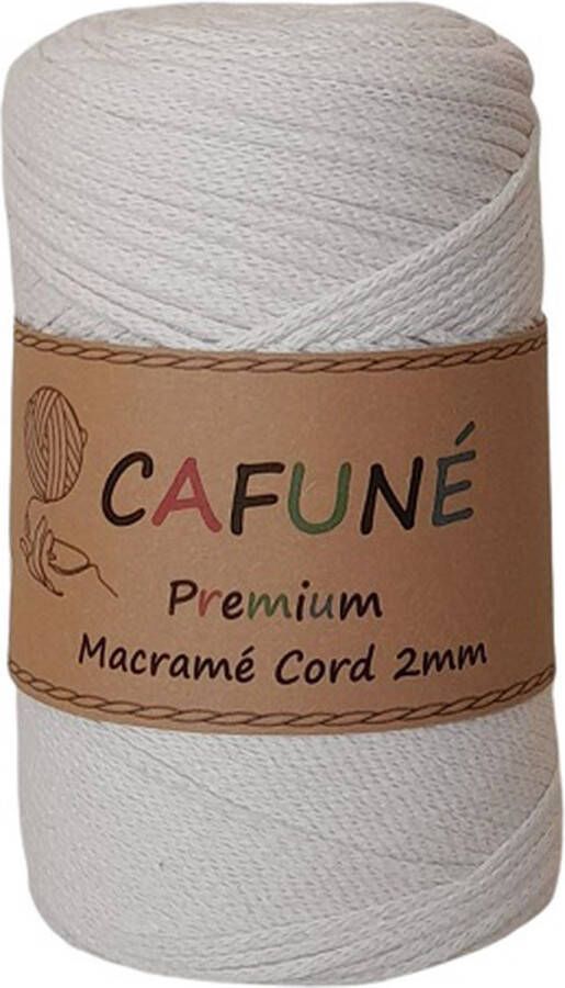 Cafuné Macramé koord Premium -2mm-Ecru-230m-250-Gevochten koord-Gerecycled katoen-Koord-Macrame-Haken-Touw-Garen