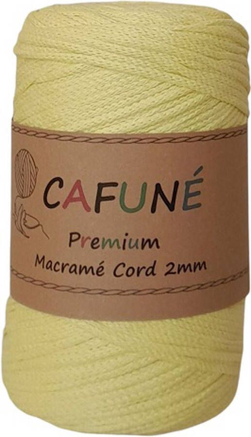 Cafuné Macramé koord Premium -2mm-Geel-230m-250-Gevochten koord-Gerecycled katoen-Koord-Macrame-Haken-Touw-Garen