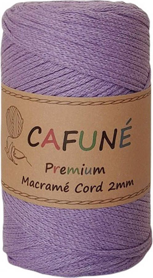 Cafuné Macramé koord Premium -2mm-Lila-230m-250-Gevochten koord-Gerecycled katoen-Koord-Macrame-Haken-Touw-Garen