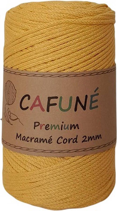 Cafuné Macramé koord Premium -2mm-Mosterd-230m-250-Gevochten koord-Gerecycled katoen-Koord-Macrame-Haken-Touw-Garen
