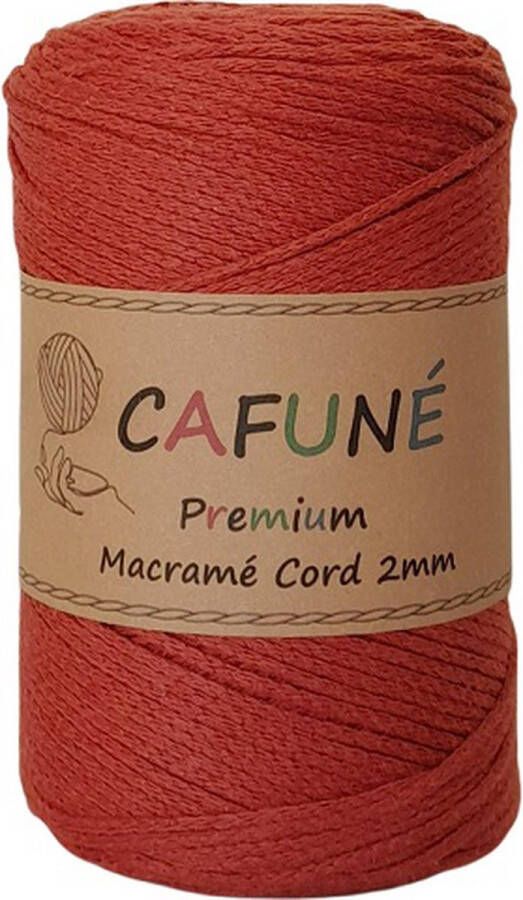 Cafuné Macramé koord Premium -2mm-Terracotta-230m-250-Gevochten koord-Gerecycled katoen-Koord-Macrame-Haken-Touw-Garen