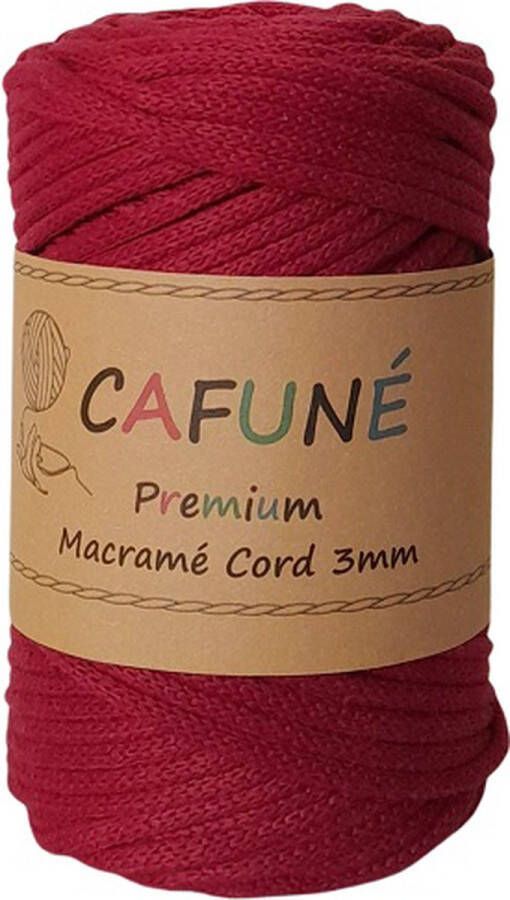 Cafuné Macrame koord Premium -Bordeaux-3 mm-75 mt-250gr-Gevlochten koord-niet uitkambaar-Gerecycled-Haken-Macramé-Koord-Touw-Garen-Duurzaam Katoen