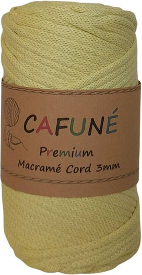 Cafuné Macrame koord- Premium -Geel-3 mm-75 mt-250gr-Gevlochten koord-niet uitkambaar-Gerecycled-Haken-Macramé-Koord-Touw-Garen-Duurzaam Katoen