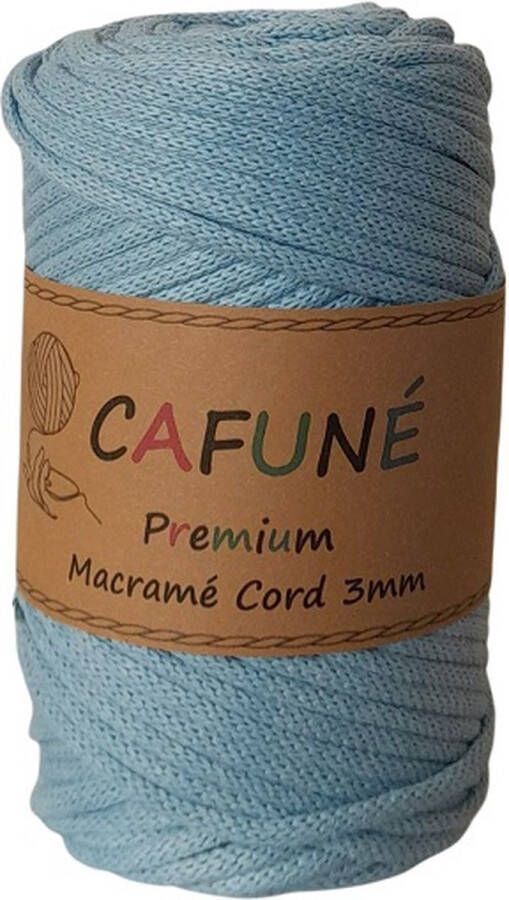 Cafuné Macrame koord- Premium -Lichtblauw-3 mm-75 mt-250gr-Gevlochten koord-niet uitkambaar-Gerecycled-Haken-Macramé-Koord-Touw-Garen-Duurzaam Katoen