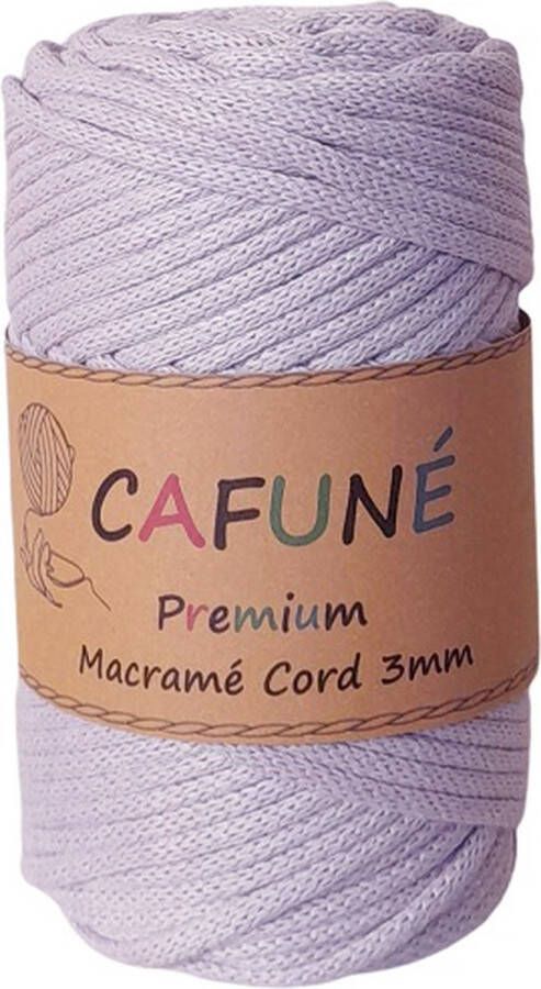 Cafuné Premium Macramé koord-Lila-3 mm-75 mt-250gr-Gevlochten koord-niet uitkambaar-Gerecycled-Haken-Macramé-Koord-Touw-Garen-Duurzaam Katoen