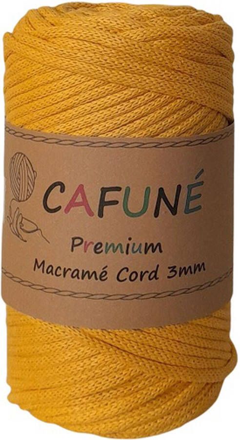 Cafuné Premium Macramé koord-Mosterd-3 mm-75 mt-250gr-Gevlochten koord-niet uitkambaar-Gerecycled-Haken-Macramé-Koord-Touw-Garen-Duurzaam Katoen