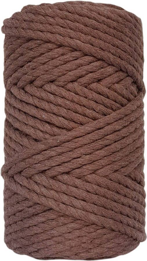 Cafuné Premium-Macramé Touw-Roestbruin-5mm-Triple Twist-40 meter-Gerecycled-katoen koord-Touw-Macramé plantenhanger-Wandkleed-Sleutelhanger-Dromenvanger-Katoen koord-Macramé Pakket-Uitkambaar