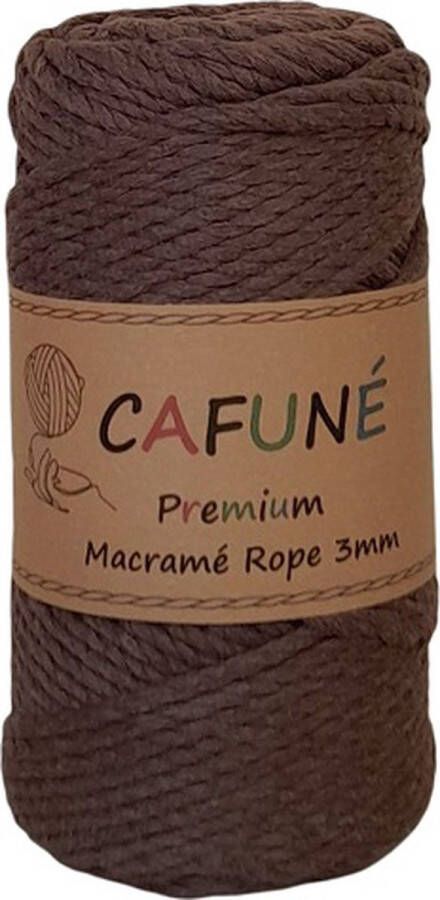 Cafuné MACRAMÉ PREMIUM TRIPLE 3MM: Premium-Macramé Touw-Roest Bruin-3mm-65 meter-Triple Twist-Gerecycled katoen koord-Macramé-Weven-Macramé plantenhanger-Wandkleed-Sleutelhanger-Dromenvanger-Katoen koord-Macramé Pakket-Uitkambaar