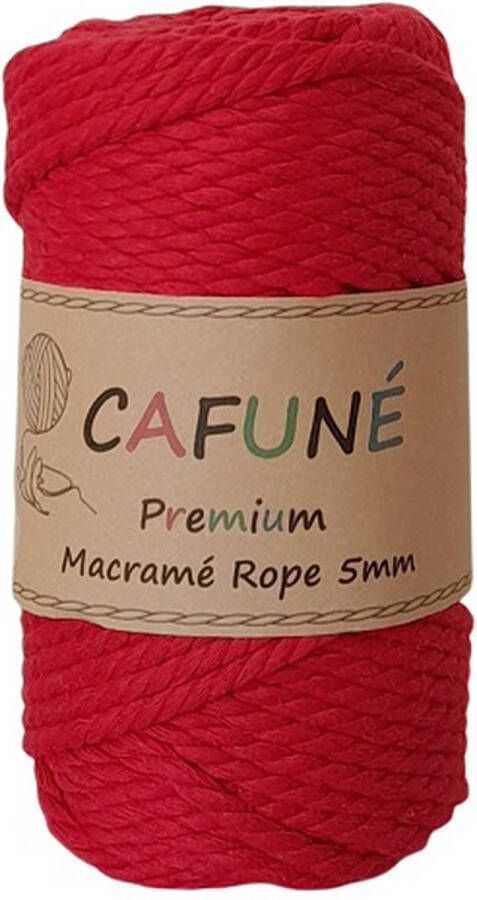 Cafuné Premium-Macramé Touw-Rood-5mm Triple Twist-40 meter-Gerecycled katoen koord-Macramé plantenhanger-Wandkleed-Sleutelhanger-Dromenvanger-Katoen koord-Macramé Pakket-Uitkambaar