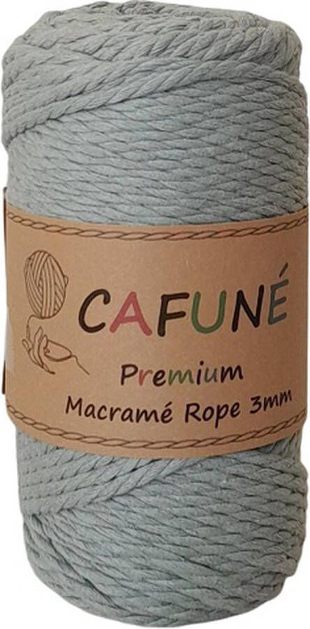 Cafuné MACRAMÉ PREMIUM TRIPLE 3MM: Premium-Macramé Touw-Eucalyptus-3mm-65 meter-Triple Twist-Gerecycled katoen koord-Macramé-Weven-Macramé plantenhanger-Wandkleed-Sleutelhanger-Dromenvanger-Katoen koord-Macramé Pakket-Uitkambaar