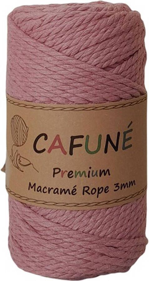 Cafuné MACRAMÉ PREMIUM TRIPLE 3MM: Premium-Macramé Touw-Oud Roze-3mm-65 meter-Triple Twist-Gerecycled katoen koord-Macramé-Weven-Macramé plantenhanger-Wandkleed-Sleutelhanger-Dromenvanger-Katoen koord-Macramé Pakket-Uitkambaar