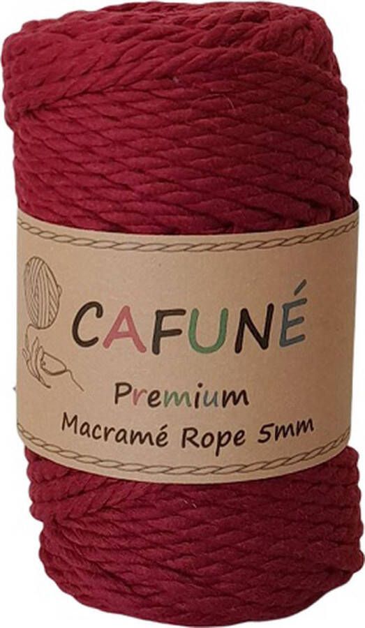 Cafuné Premium-Macramé Touw-Bordeaux-5mm Triple Twist-40 meter-Gerecycled katoen koord-Macramé plantenhanger-Wandkleed-Sleutelhanger-Dromenvanger-Katoen koord-Macramé Pakket-Uitkambaar