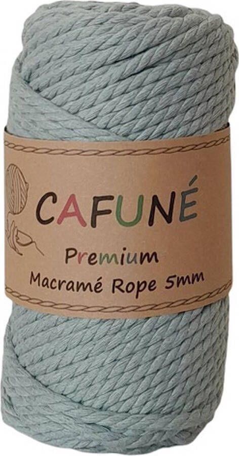 Cafuné Premium-Macramé Touw-Eucalyptus-5mm Triple Twist-40 meter-Gerecycled katoen koord-Macramé plantenhanger-Wandkleed-Sleutelhanger-Dromenvanger-Katoen koord-Macramé Pakket-Uitkambaar