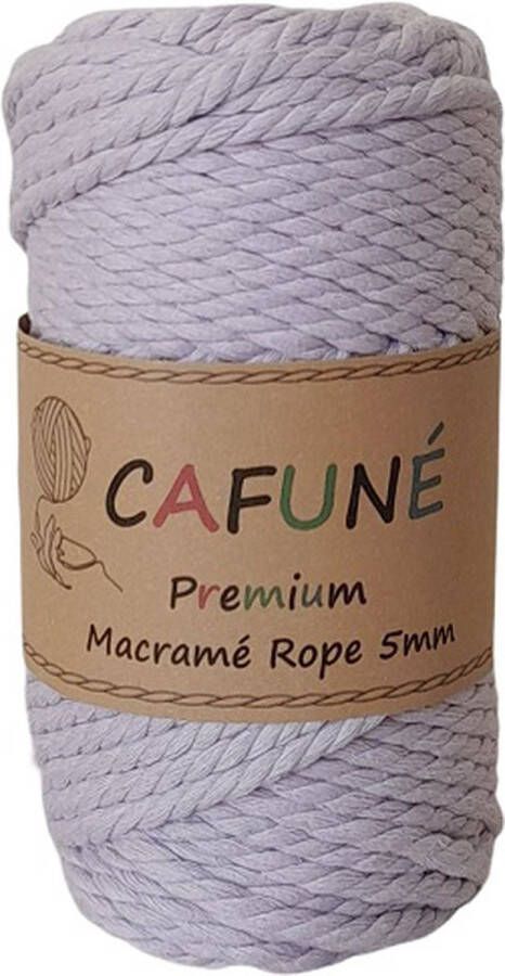 Cafuné Premium-Macramé Touw-Lila-5mm Triple Twist-40 meter-Gerecycled katoen koord-Macramé plantenhanger-Wandkleed-Sleutelhanger-Dromenvanger-Katoen koord-Macramé Pakket-Uitkambaar
