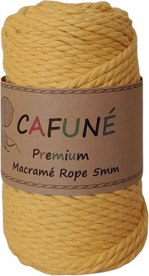 Cafuné Premium-Macramé Touw-Mosterd-5mm Triple Twist-40 meter-Gerecycled katoen koord-Macramé plantenhanger-Wandkleed-Sleutelhanger-Dromenvanger-Katoen koord-Macramé Pakket-Uitkambaar