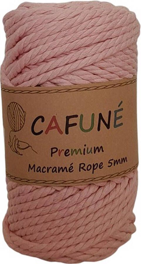 Cafuné Premium-Macramé Touw-Oud Roze-5mm Triple Twist-40 meter-Gerecycled katoen koord-Macramé plantenhanger-Wandkleed-Sleutelhanger-Dromenvanger-Katoen koord-Macramé Pakket-Uitkambaar